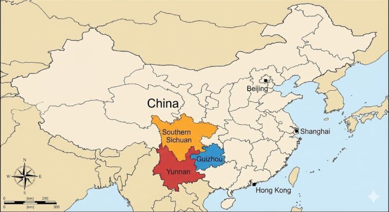 南蛮の場所は現在の雲南省や貴州省