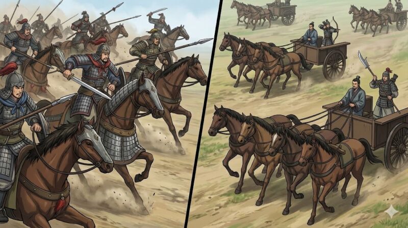 戦い方は馬か戦車かの違い